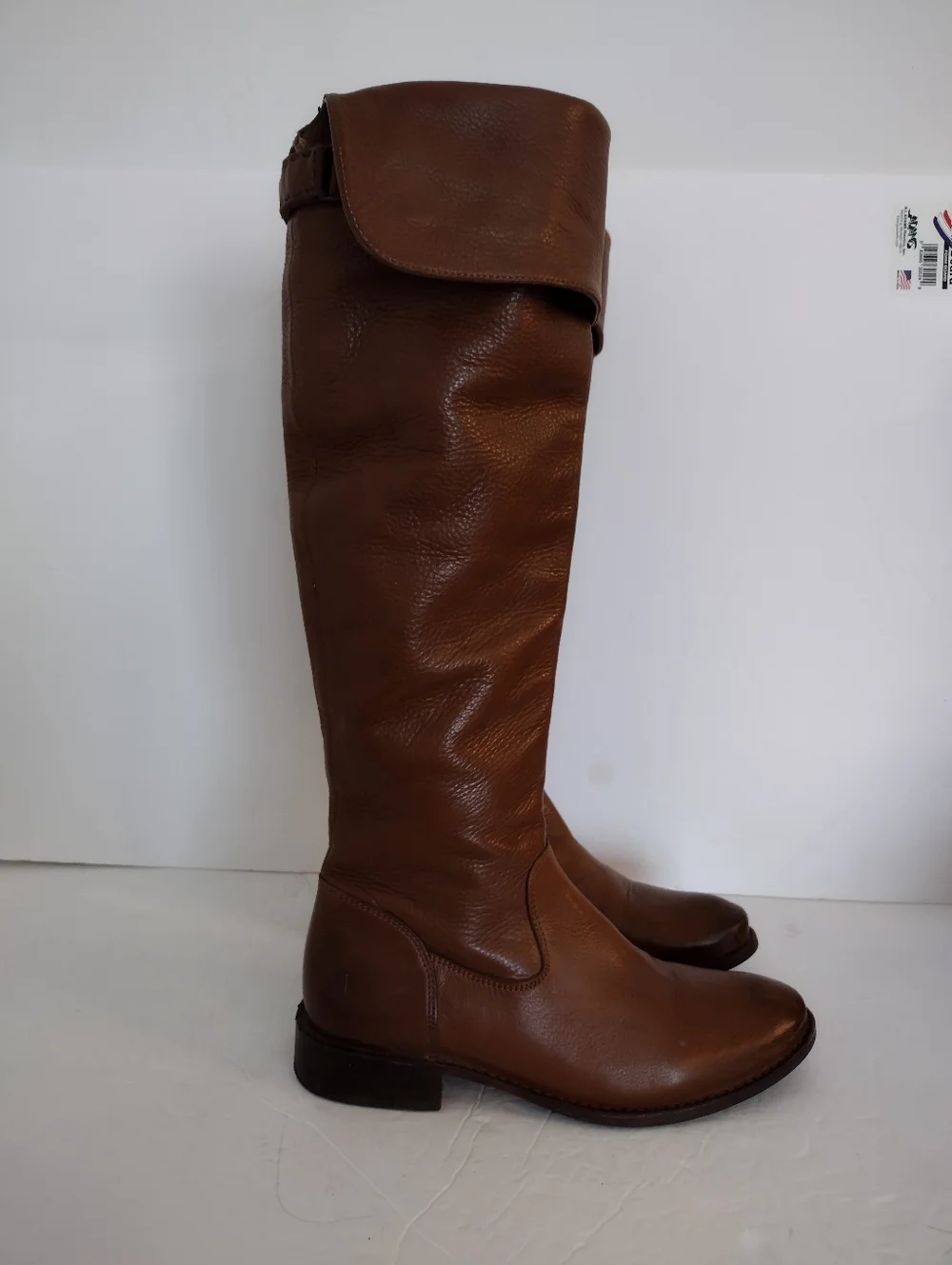 Frye Shirley Over The Knees Boots Size 7.5 Brown Leather Thigh High Fold Over - Picture 7 of 16